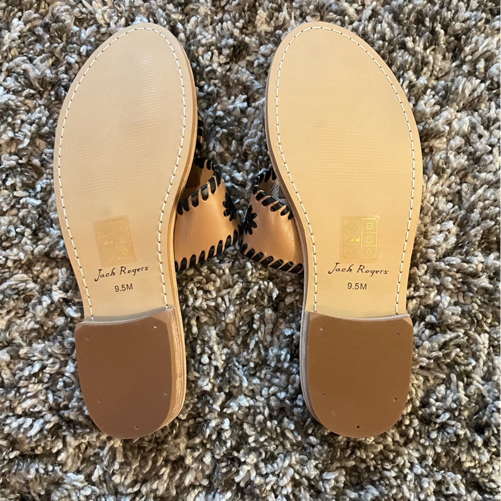 Jack Rogers Original Jacks Flat Sandal Size 9.5 Cafe Au Lait with Black *NWOT* - Picture 4 of 9